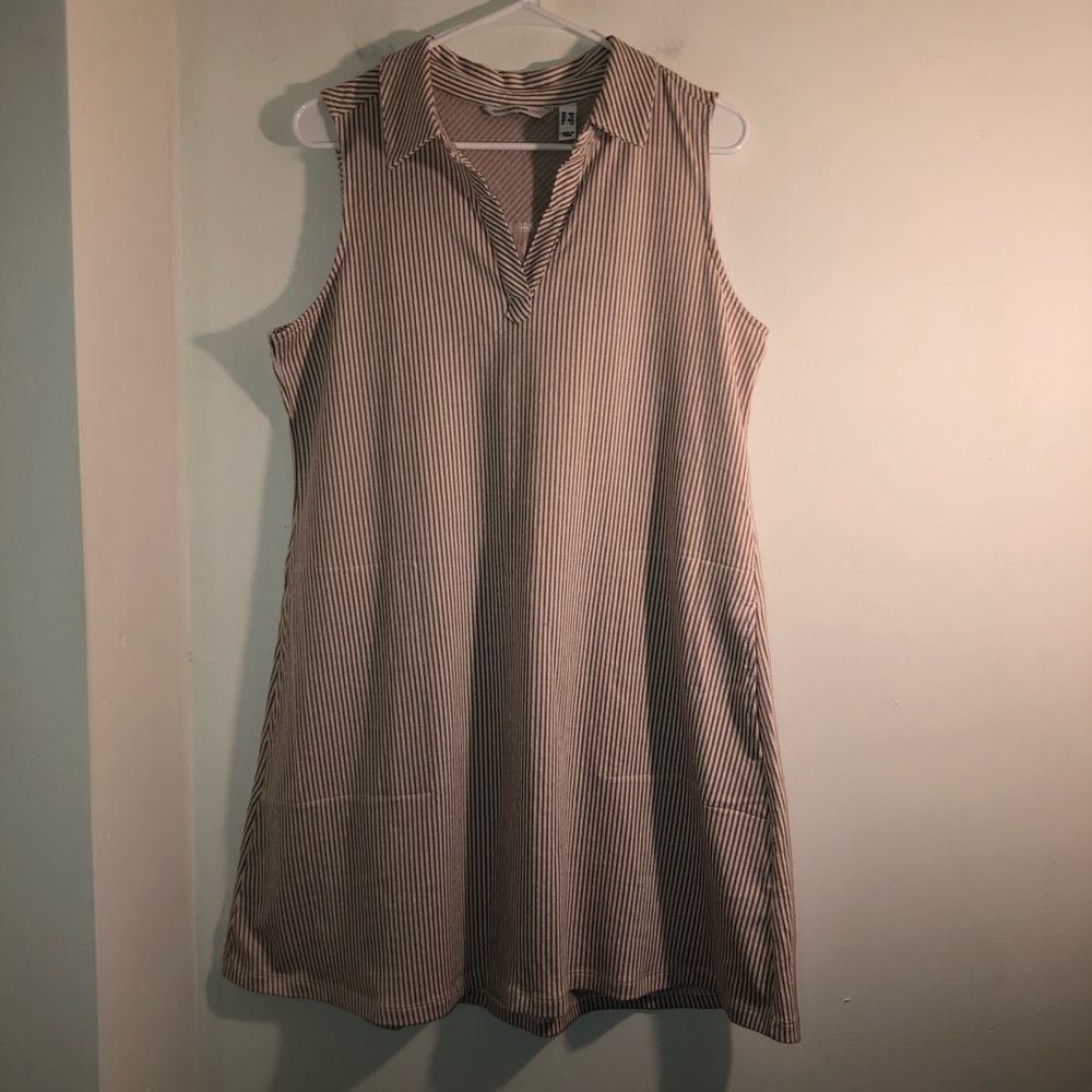 Isaac Mizrahi Sleeveless Collared Tunic Pinstripe Dress Women’s PM